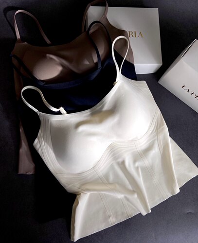 LAP新款裸感软支撑隐肌带无痕背心内衣 自带杯垫内搭外穿美背文胸