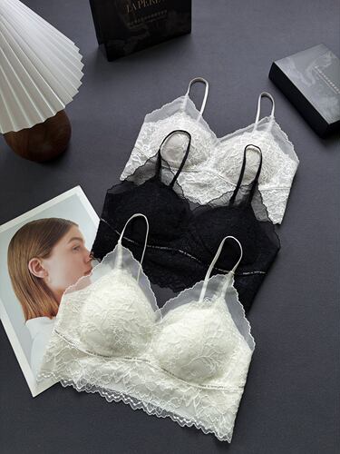 LAP女士新款性感蕾丝网纱美背文胸 聚拢固定杯舒适内搭吊带背心