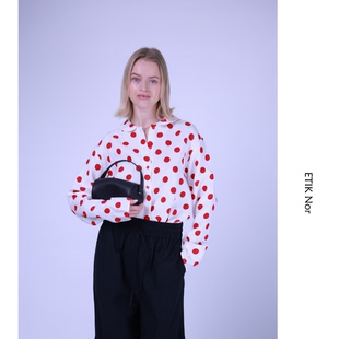 瑞典小圆领红色波点衬衫 ETIK Nor
