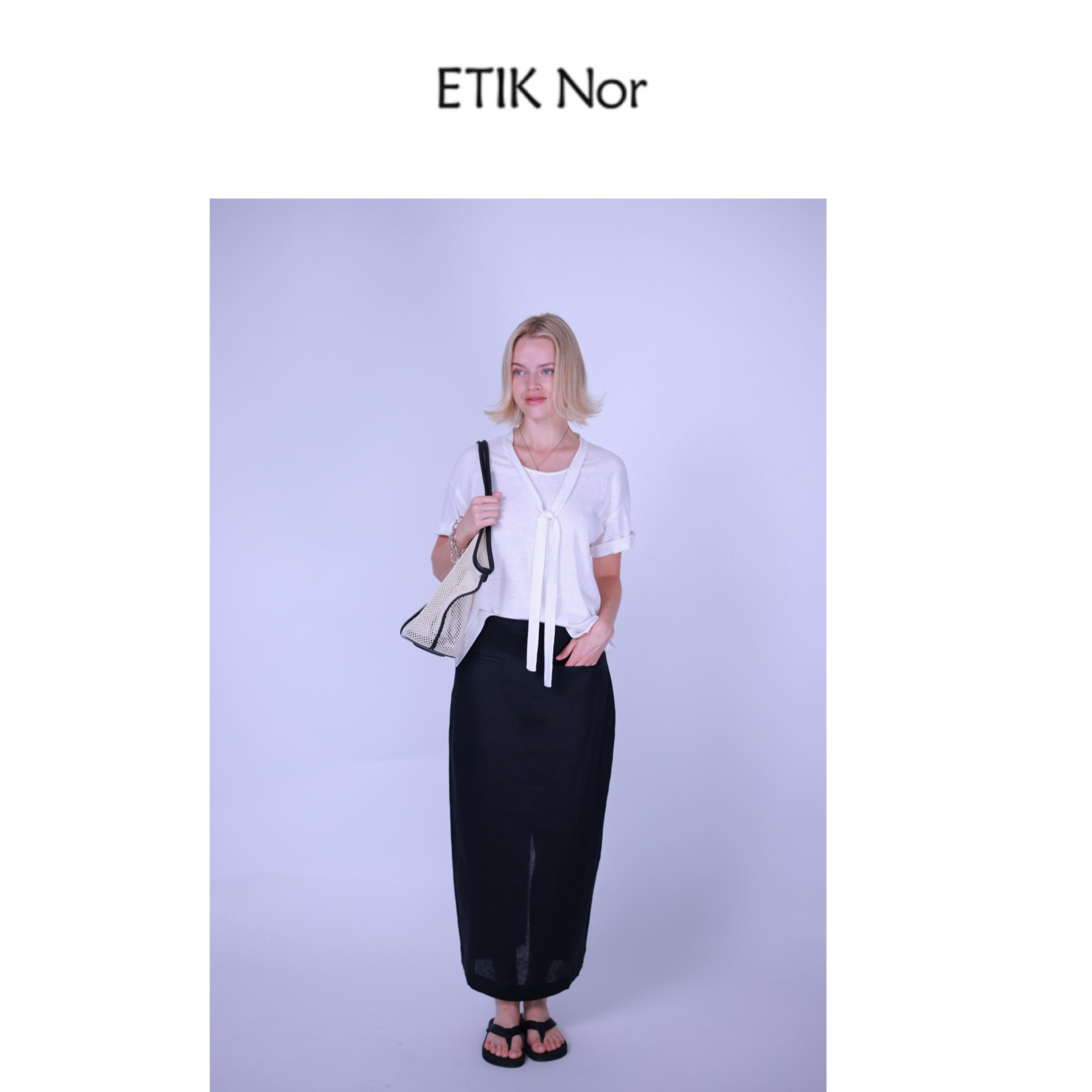 ETIK Nor瑞典卷袖飘带柔软透气T恤