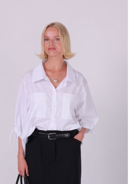 ETIK Nor 瑞典精细棉大口袋中袖抽绳纯色休闲衬衫