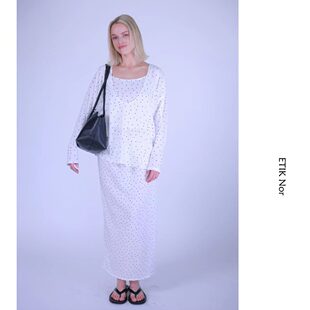 ETIK Nor瑞典黑白小波点吊带半裙套装