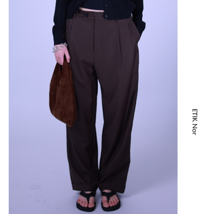 ETIK Nor瑞典意大利羊毛90年代松弛感卷边大桶裤
