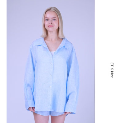 ETIK Nor瑞典春夏粉蓝法国亚麻衬衫套装