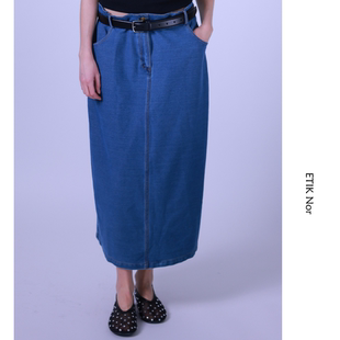 ETIK Nor瑞典弹力日本柔软舒服牛仔长半裙