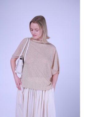 ETIK Nor 瑞典宽松堆领法国亚麻短袖上衣