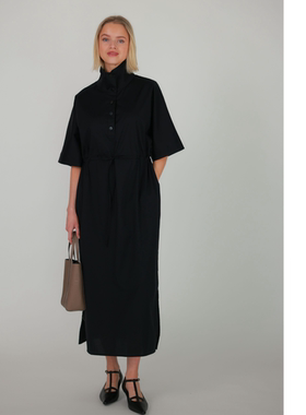 ETIK Nor瑞典高领短袖黑色白色连衣裙