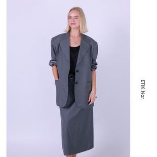 ETIK 外套 Nor瑞典90年代收腰下摆手工缝线意大利羊毛廓肩休闲西装