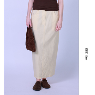 ETIK Nor瑞典鹅黄色直筒半身裙