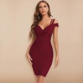 显瘦包臀中长裙礼服女 2025春夏新款 高级感气质吊带低胸修身 dress