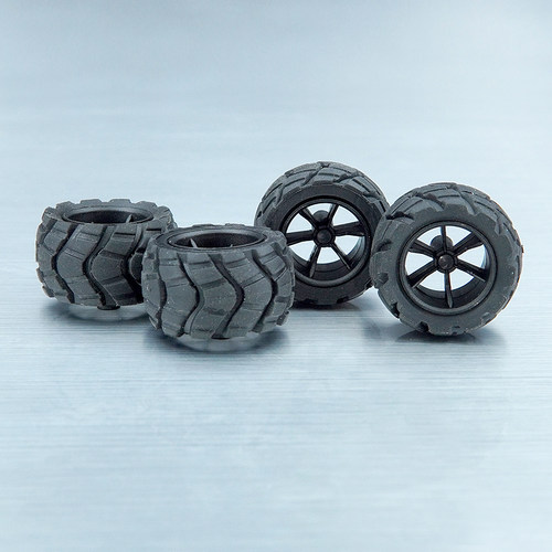 捷品 迷你四驱车配件 小径轮毂轮胎 黑色碎石胎 宽轮赛车DIY轮子