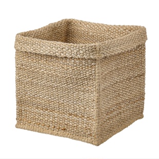 宜家正品提勒维普篮黄麻30x30x35厘米收纳箱储物盒纯手工缝制