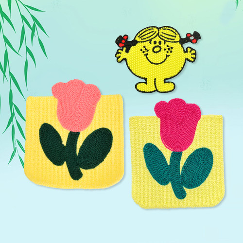 毛线刺绣郁金香口袋方片布贴