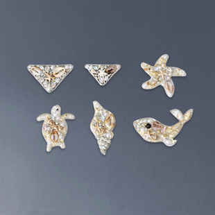 印度丝手工彩色海星海螺海龟布贴水钻服装辅料DIY头饰包包帽徽章