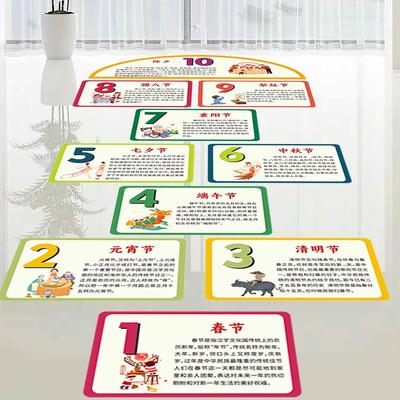 传统节日跳房子幼儿园地贴纸数字儿童跳格子校园地面游戏课间活动