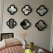 美式 饰镜玄关艺术背景墙餐厅组合镜壁挂浴室镜子复古 四叶草梅花装