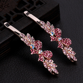 闪亮水钻刘海对夹金属一字发夹时尚 气质侧边头顶夹碎发卡子头饰品