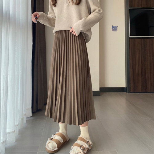 Real price basic style versatile drape full pleated skirt pleated skirt solid color elastic skirt