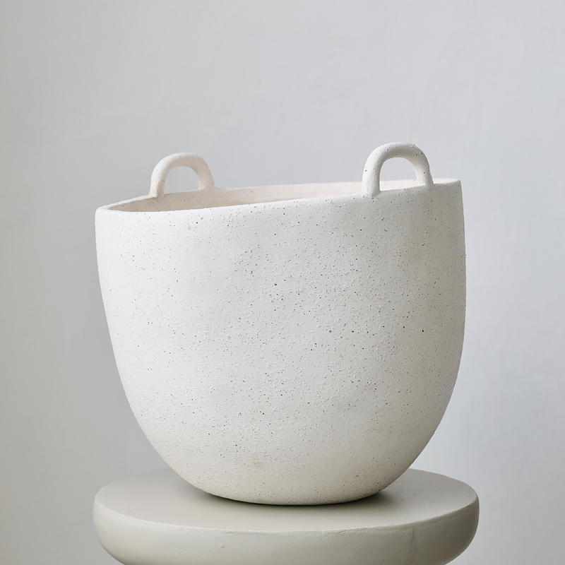 北欧轻奢白色陶瓷大花盆绿植陶土水培无孔套盆龟背竹落地橡皮树