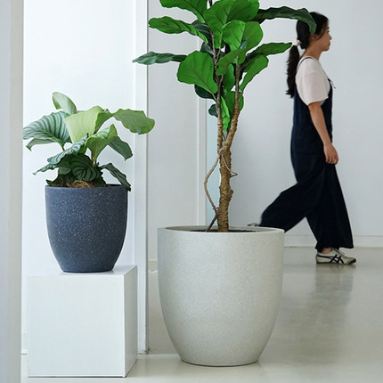 北欧极简客厅春羽大花盆百合竹仿陶瓷龟背竹发财树侘寂风高款落地