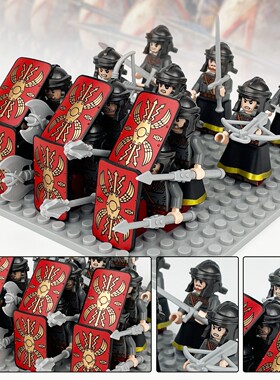 古罗马士兵幽灵勇士中世纪骑士国王军英皇积木模型益智玩具儿童