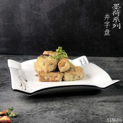 陶瓷简约风10寸正方炒菜盘