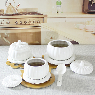 送勺燕窝鱼翅补品蛊陶瓷炖蛊南瓜蛊螺纹蛊蒸蛋碗燕创新汤盅推荐