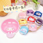 小美卡通小扇子夏天便携随身可折叠扇学生团扇迷你圆形扇收纳袋