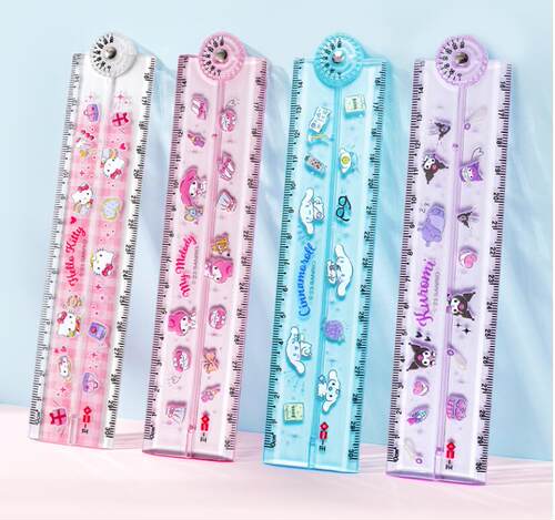 一正正版可爱旋转折叠尺子卡通儿童小学生多功能直尺