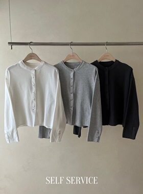 韩国东大门 2025秋 SELF SERVICE 极简高级感长袖开衫T恤