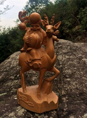 木雕老寿星南极仙翁黄杨木摆件