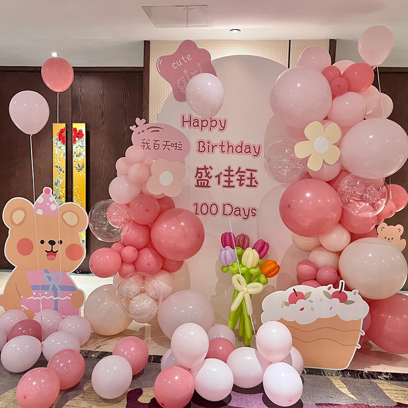 妃洛克粉色小熊装扮布置