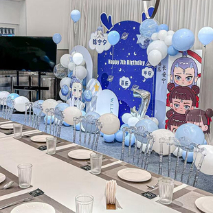 哪吒敖丙卡通人物主题男宝10岁生日宴布置定制KT板场景氛围拍照墙