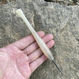 超长斜柄羊角钩针柄毛衣毛线勾针手钩编织工具 天然角 手工定制