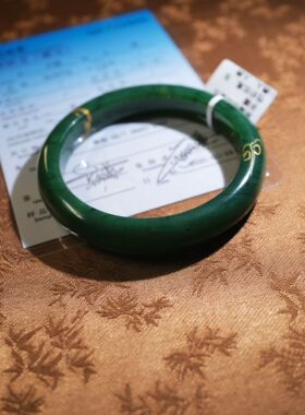 【一物一图】超捡漏！新疆和田玉碧玉手镯～内径59.6mm 有证书