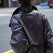 风外套1191 工装 TTDP 天天家植鞣油蜡皮中古立领皮衣收腰中长款