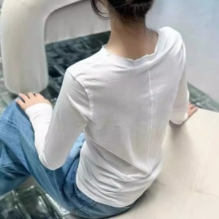 设计感后背竖条打底衫 tee经典 天天家极简风圆领长袖 1114 TTDP