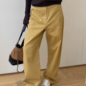 天天家甄选系列极简风设计感小鸭黄宽松有型镰刀裤 TTDP P0980