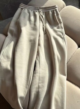 【TTDP】天天家老钱风加绒直筒显瘦卫裤抽绳松紧腰休闲裤女12104