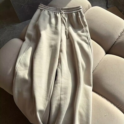 【TTDP】天天家老钱风加绒直筒显瘦卫裤抽绳松紧腰休闲裤女12104