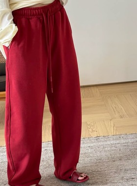 【TTDP】天天家松紧腰抽绳拉绒香蕉卫裤慵懒风松弛显瘦运动裤1108
