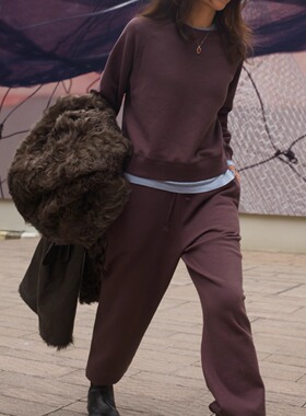 【TTDP】天天家极简风设计感休闲卫衣松紧腰束脚卫裤套装10156