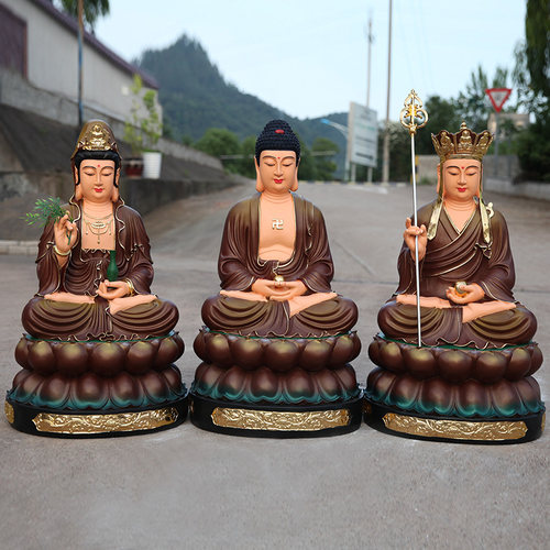 寺庙树脂地藏王鎏金观世音佛像