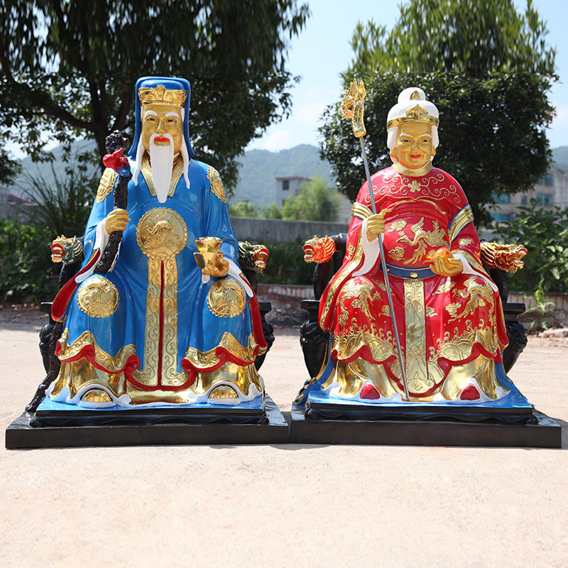 居家供奉树脂土地公土地婆佛像土地公婆寺庙土地爷土1米6福德正神