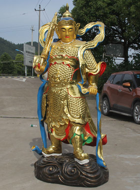 寺庙玻璃钢贴金彩绘天王殿佛像