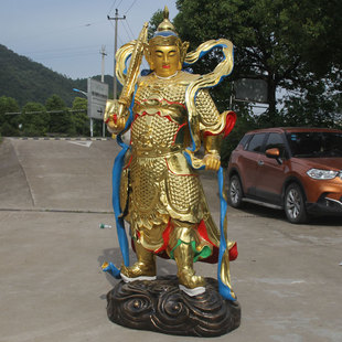 寺庙四大天王树脂玻璃钢3米站贴金彩绘四大天王天王殿佛像