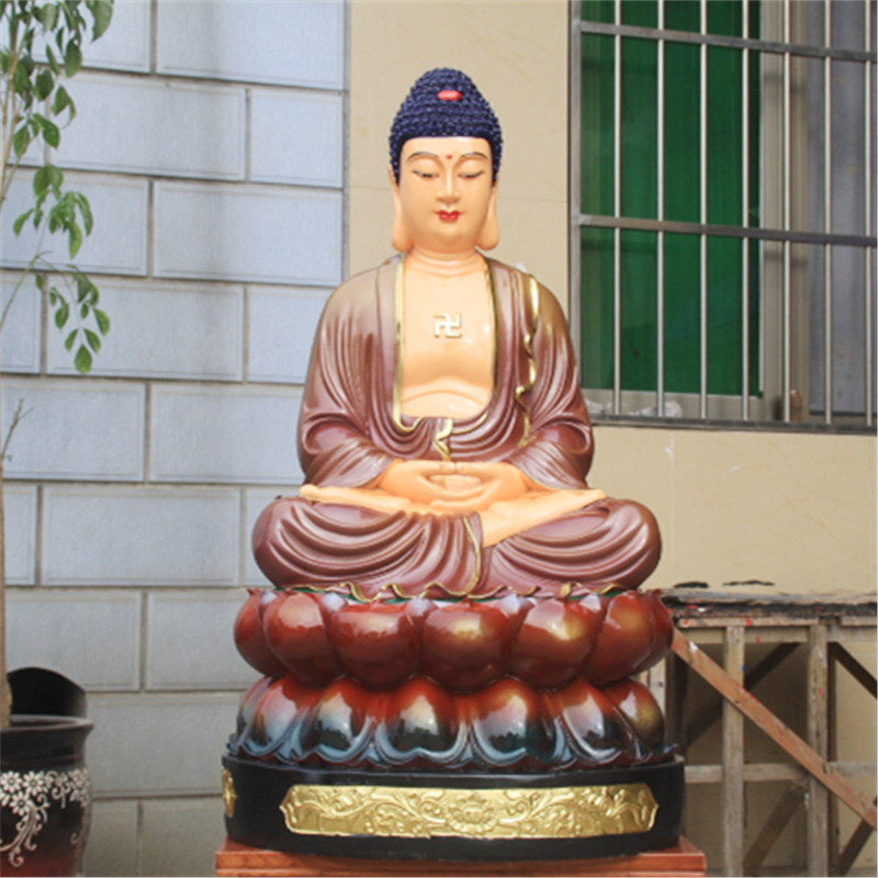 寺庙树脂玻璃钢鎏金彩绘释迦佛