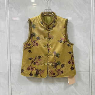 2026春季新款百搭薄棉新中式国风马夹圆领时尚短款马甲休闲上衣女