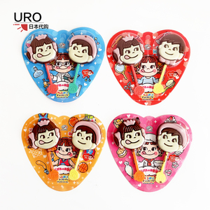 日本不二家卡通人物娃娃头双棒牛奶儿童巧克力棒棒糖儿童休闲零食