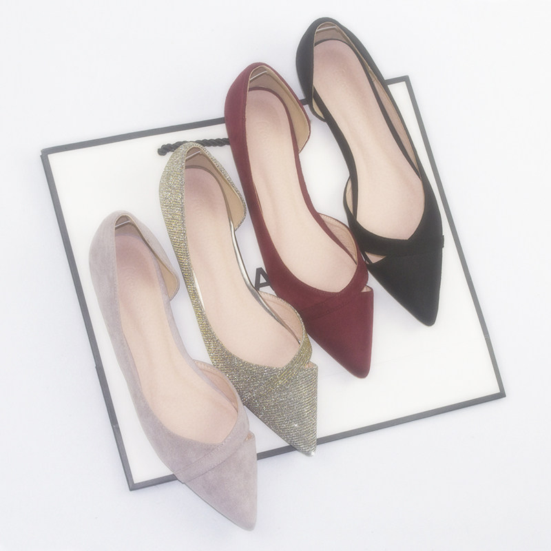 2019 Autumn Autumn new pattern Tip Flat bottom shoes Red wine black 40 Autumn shoes 41 Single shoes 42 Large size shoes 43in the Women's Shoes, Low shoes  category - from Buy2taobao.com to provide professional Taobao agent buy service